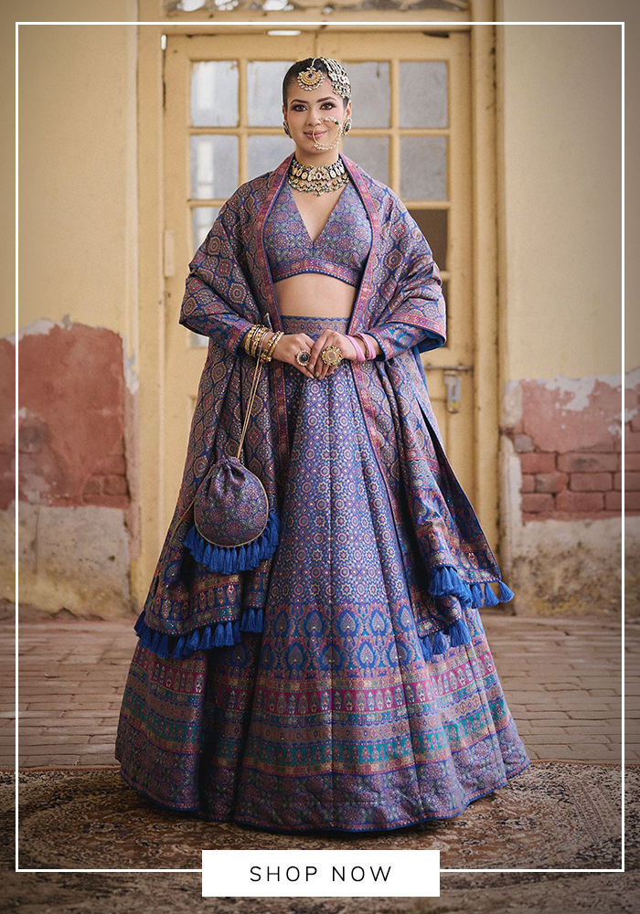 Ajrakh woven lehenga set