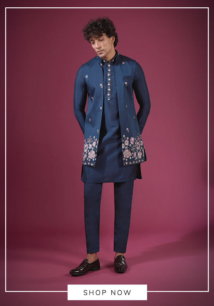 Arihant Rai Sinha navy blue Nehru jacket set