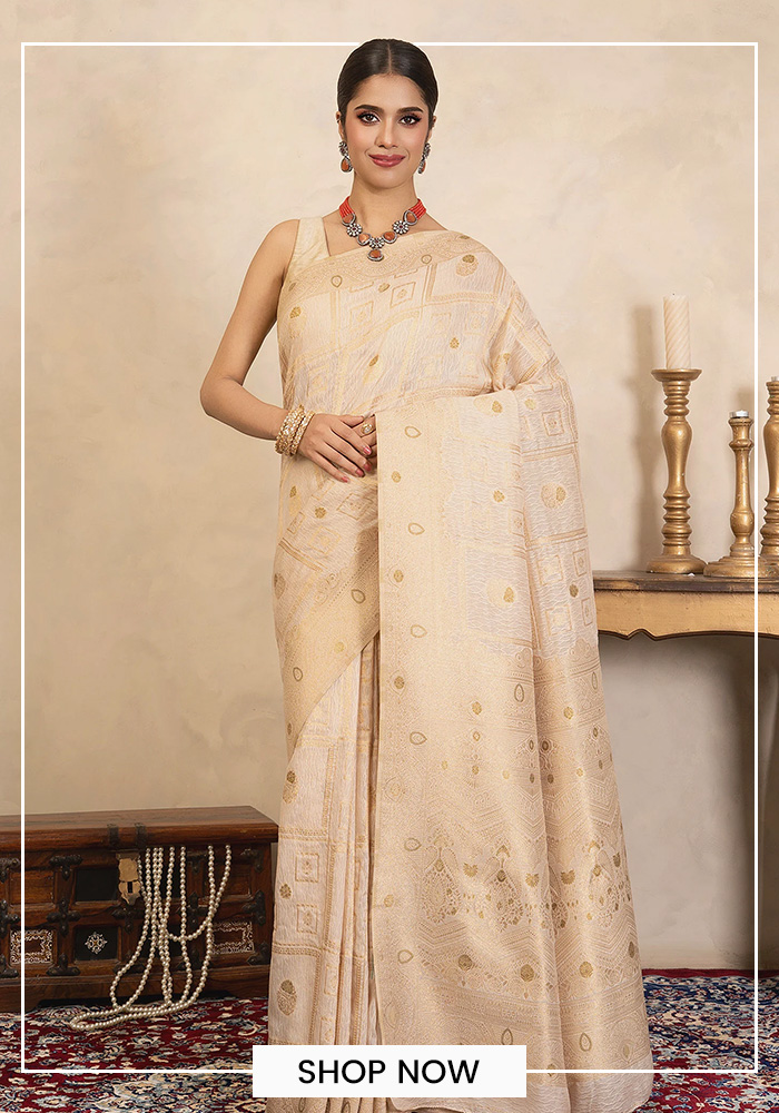 Beige Silk Saree