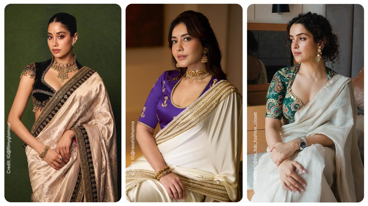 Best blouse colors for white saree
