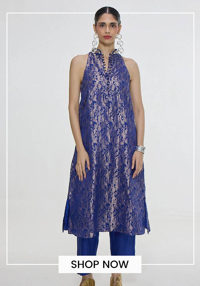 Blue banarasi kurta set
