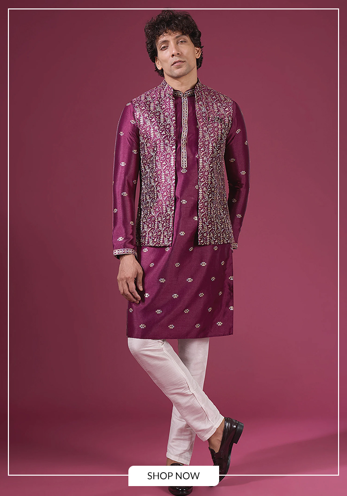 Butti pattern Nehru kurta set