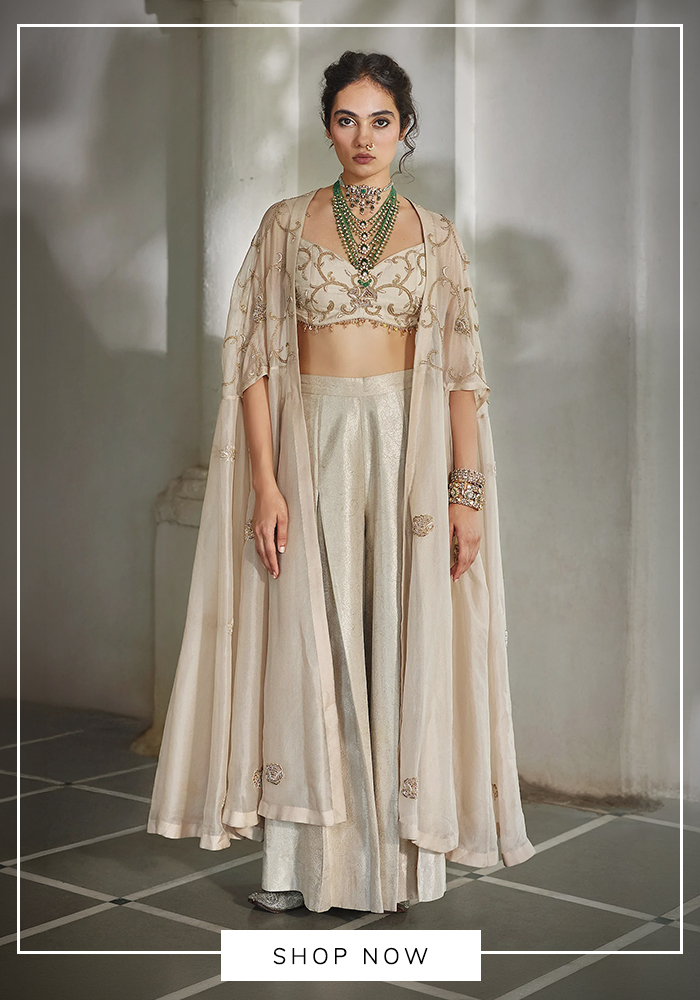 Cape Palazzo Set Onam Outfit