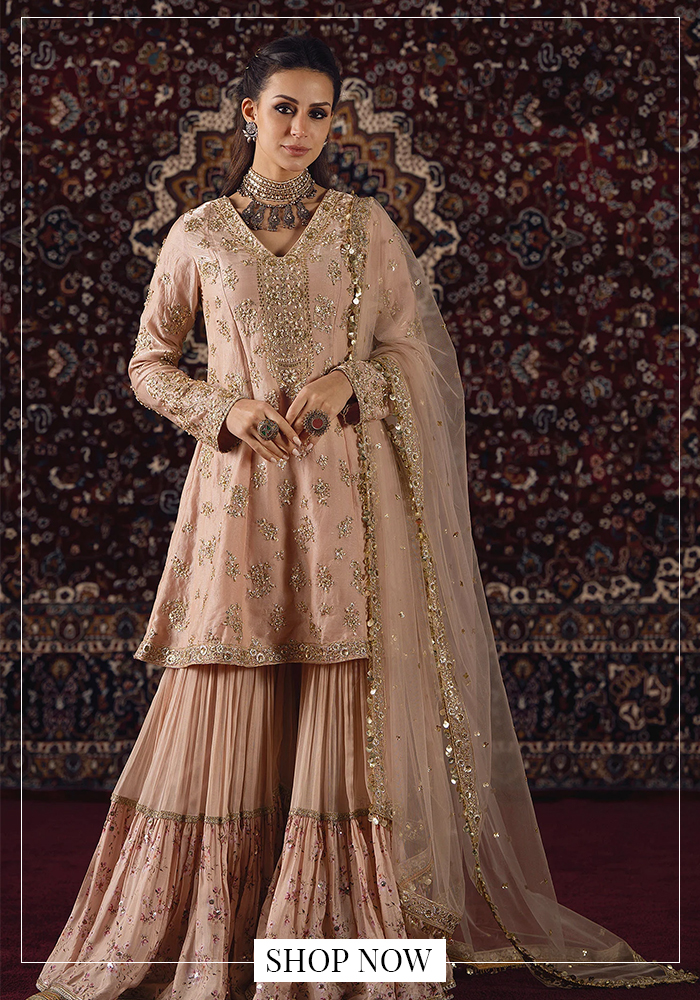 Embroidered kurta gharara set