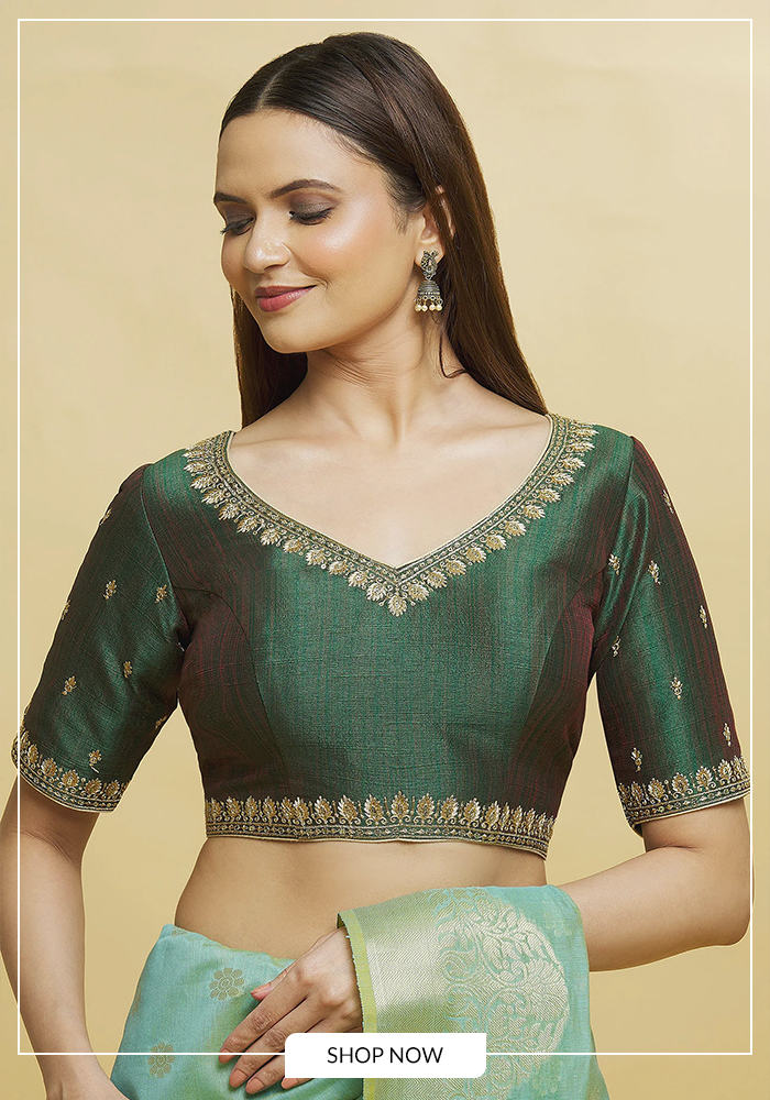 Emerald embroidered blouse