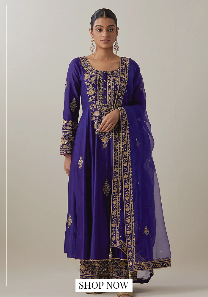 Floral embroidered anarkali set