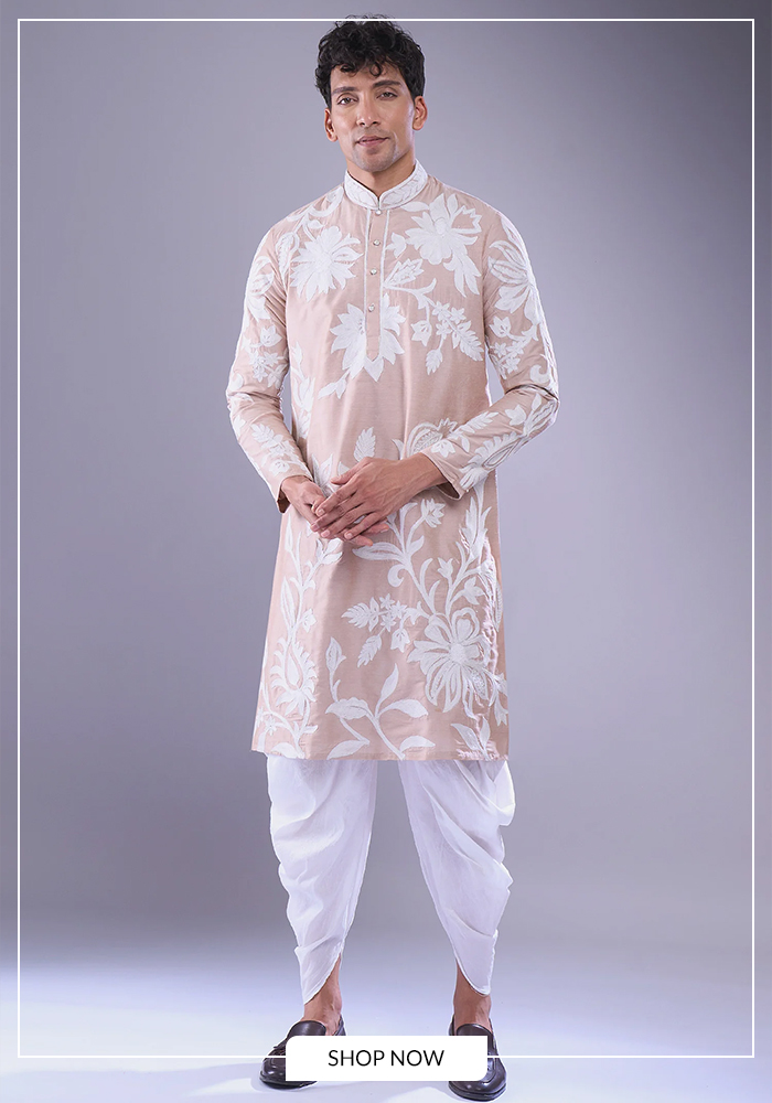 Flower vine embroidered kurta set
