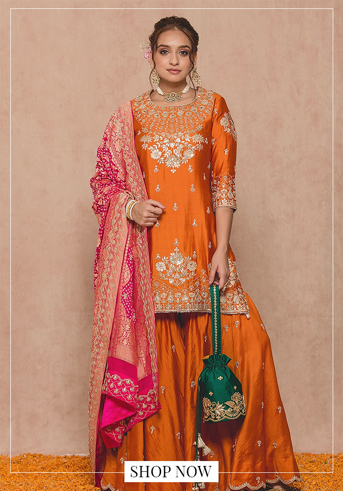 Gota work kurta sharara set