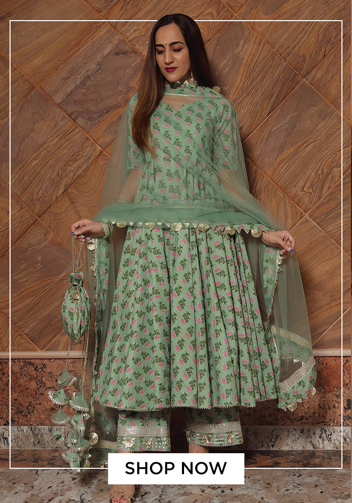 Green Anarkali set