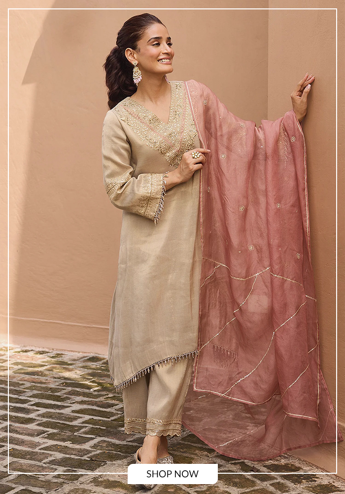 Grey tissue kurta set