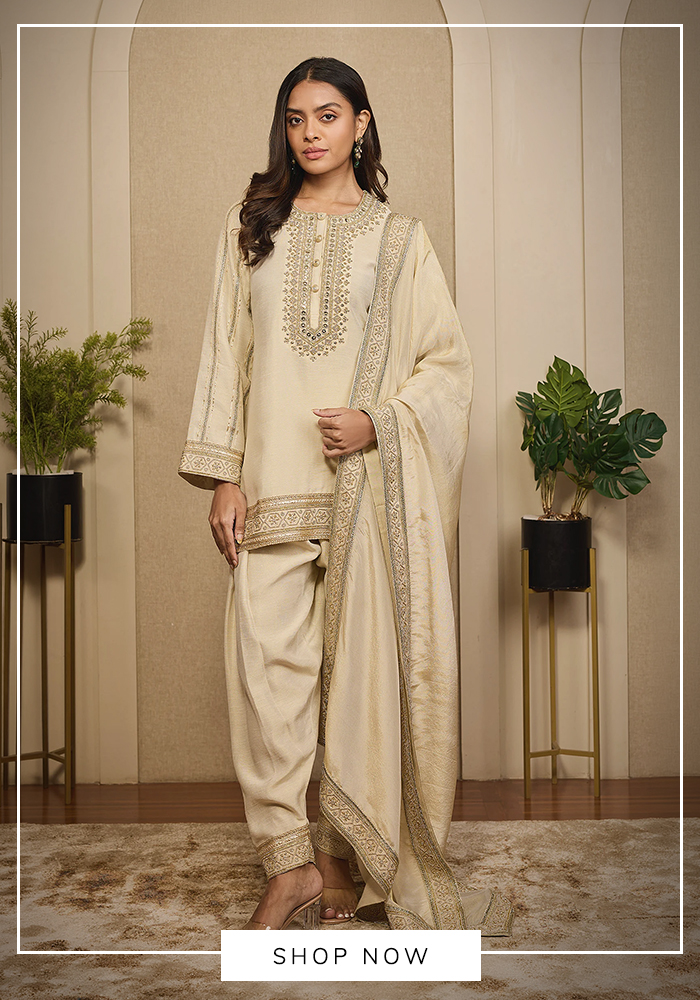 Hand embroidered kurta salwar set
