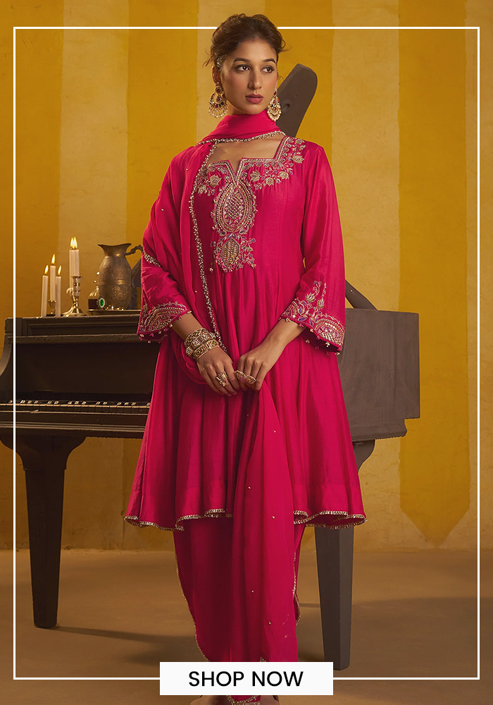 Hirika Dhruti fuschia kalidar kurta set