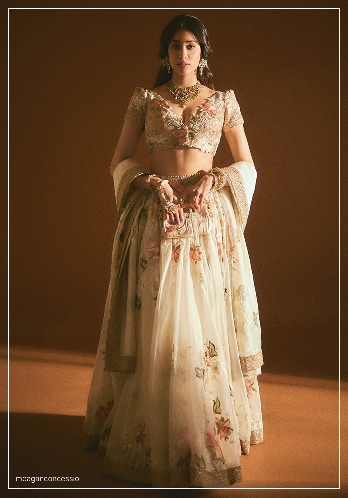 Janhvi Kapoor in ivory organza lehenga