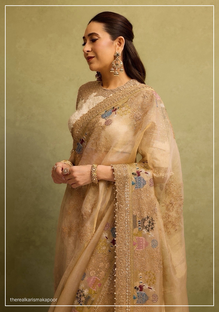 Karisma Kapoor wearing Anamika Khanna lehenga
