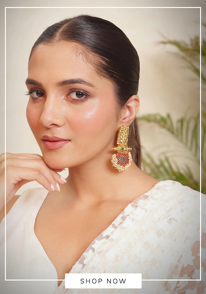 Meenakari temple work earrings