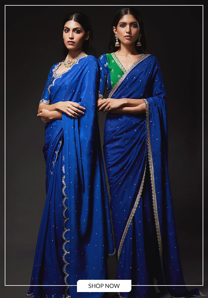 Midnight blue silk saree