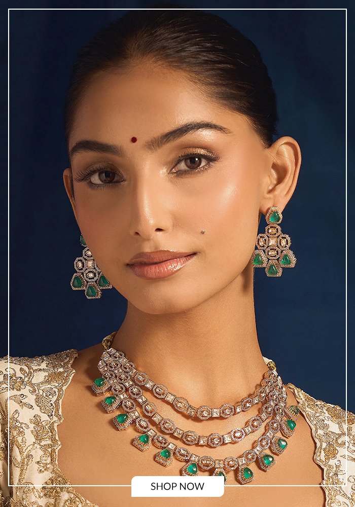 Mint green kundan necklace set