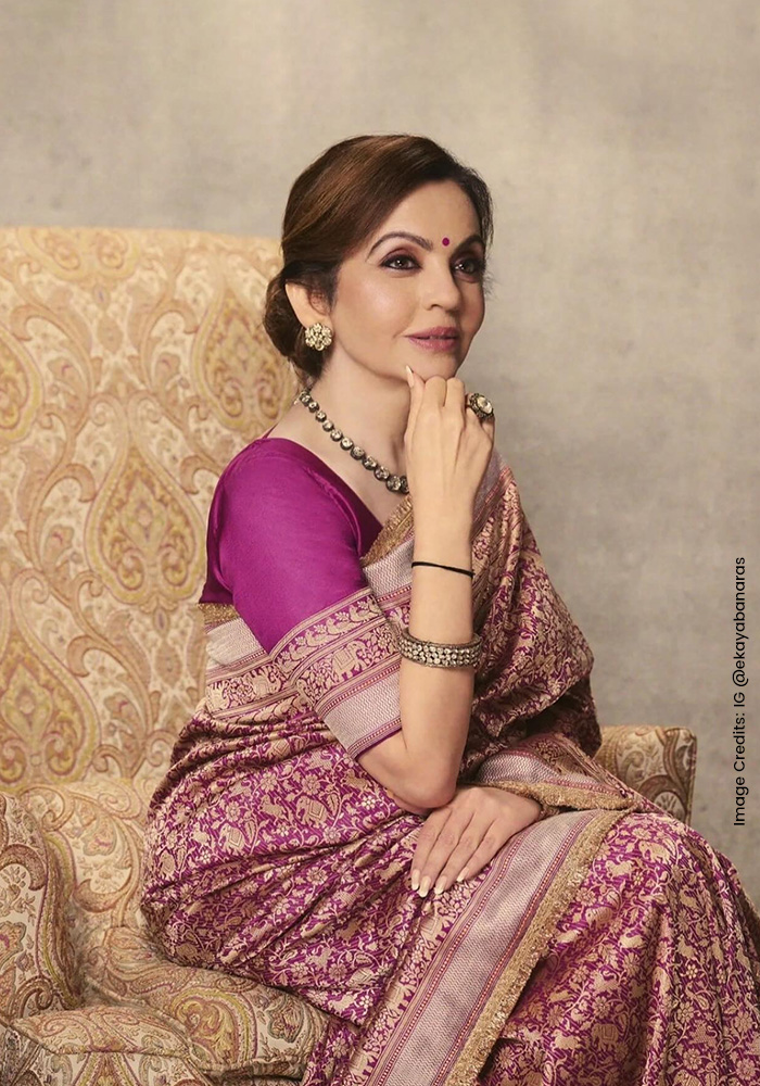 Nita Ambani in Ekaya Banaras saree