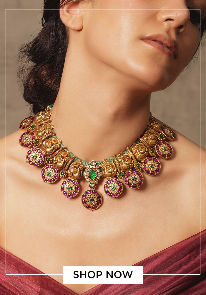 Peacock carved choker