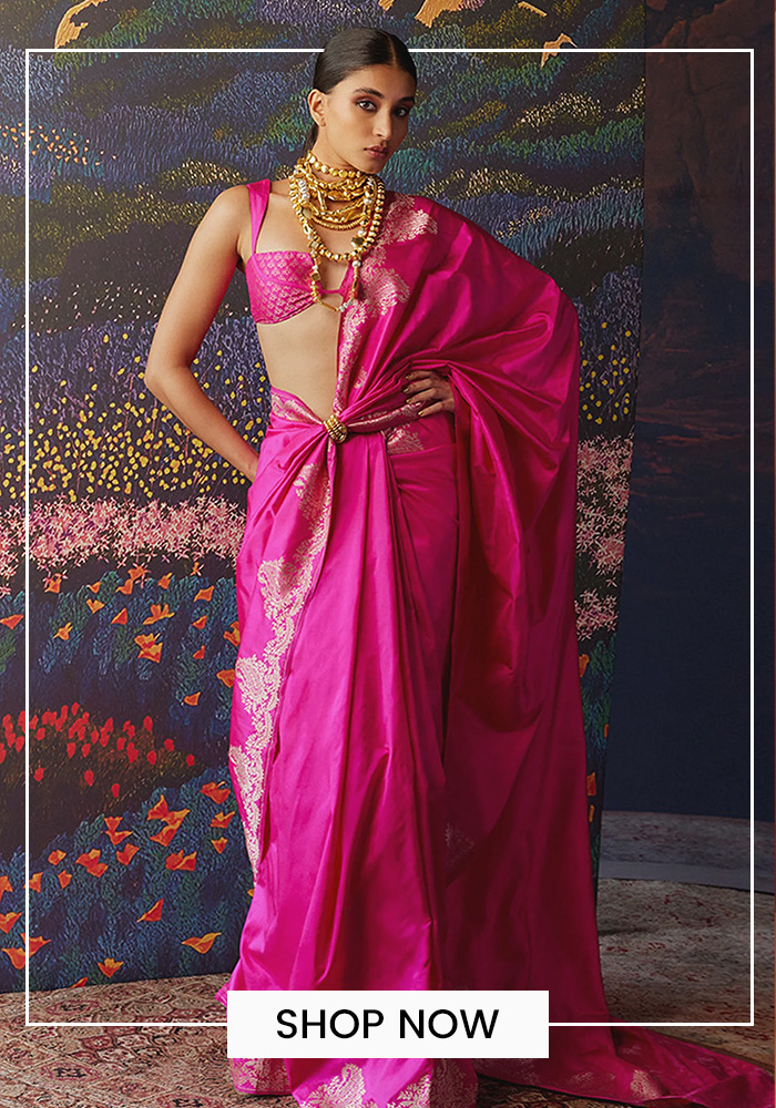 Pink Ekaya Banaras saree (2)