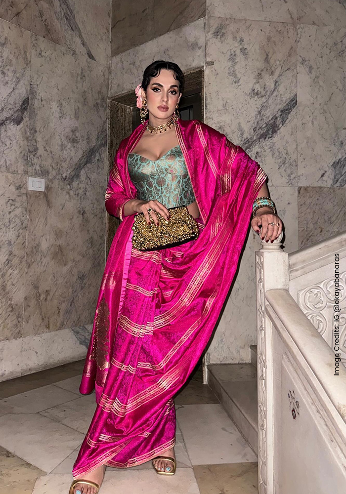 Pink Ekaya Banaras saree