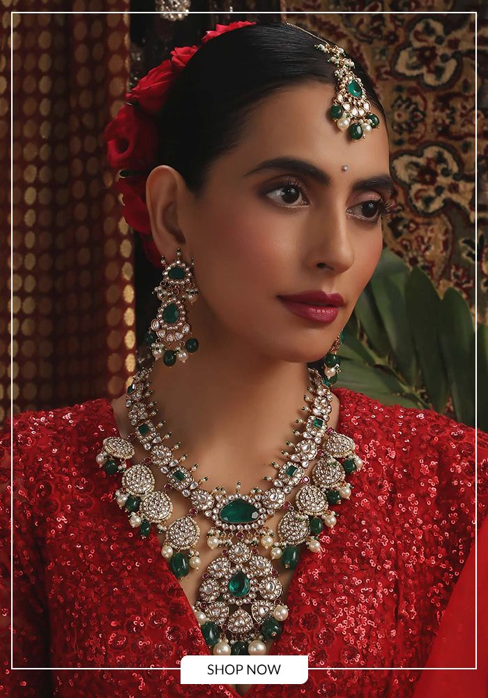 Polki embellished pendant necklace set