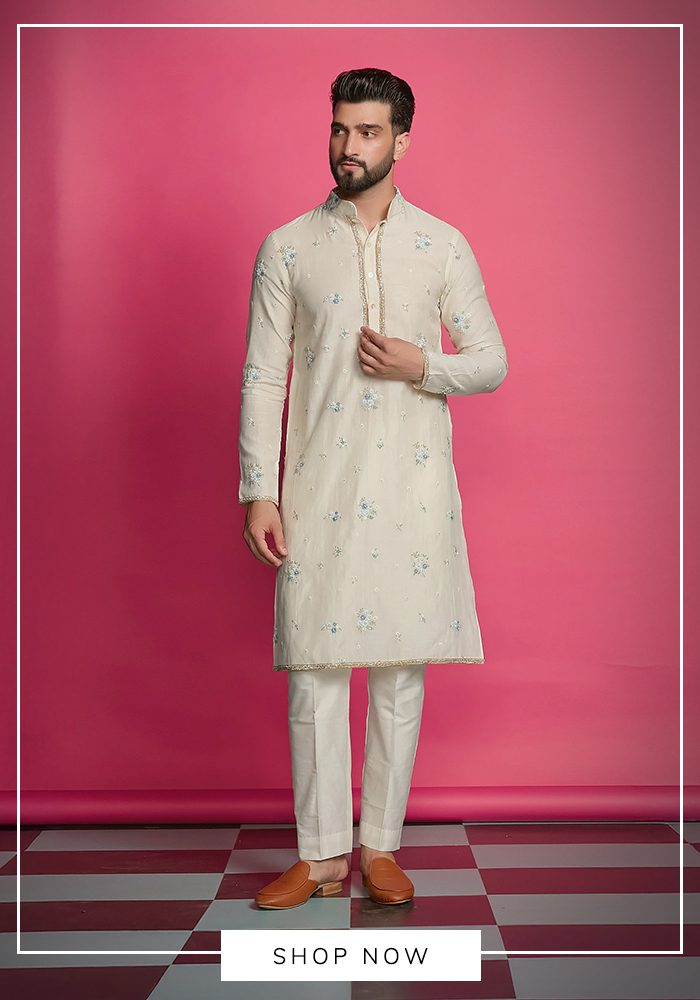 Priyanka Jain ivory sequin embroidered kurta set