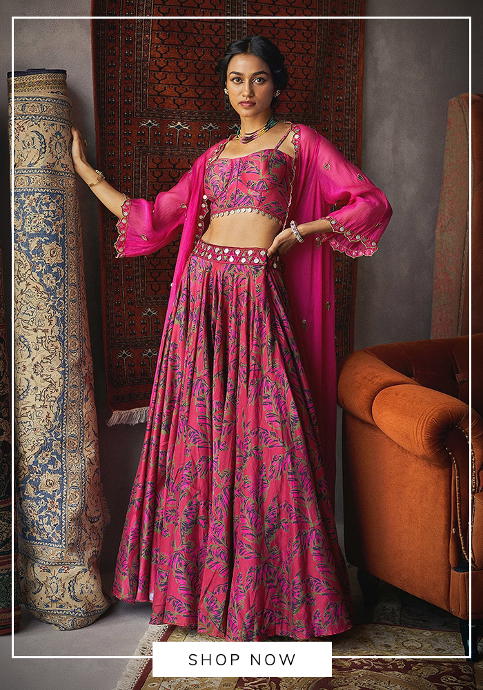 Punit Balana handloom chanderi jacket and lehenga set