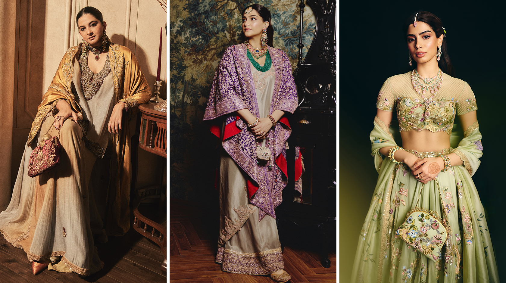 Rhea, Sonam and Khushi in Anamika Khanna outfits