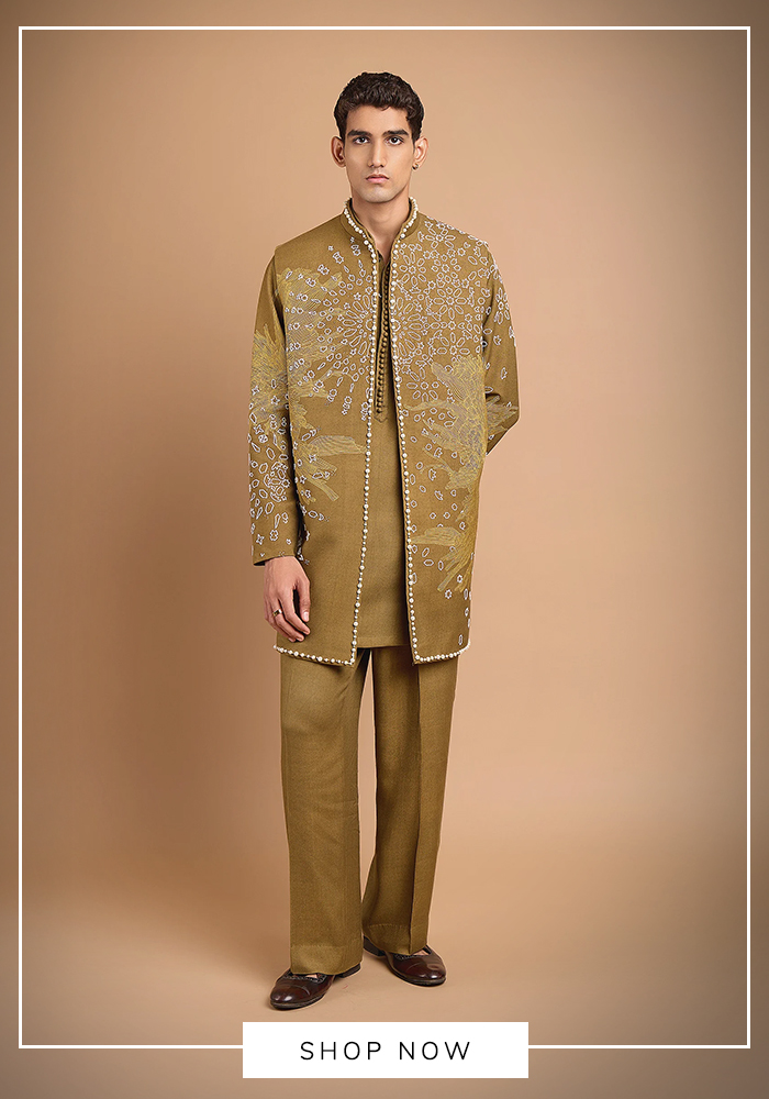 Rohit Doshi green embroidered kurta