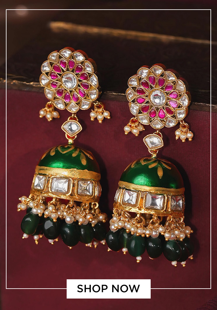 Ruby floral jhumkis