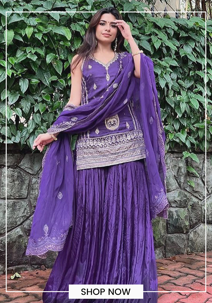 Sahiil Kapoor purple kurta sharara set