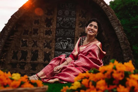 Sai Pallavi in red kanjeevaram saree