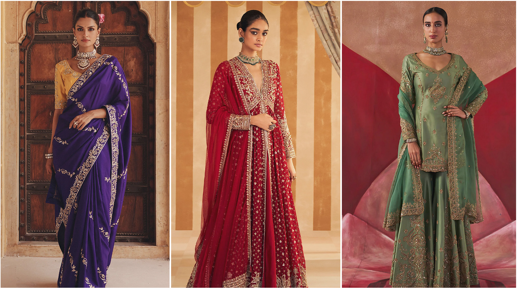 Saree,anarkalis and sharara sets for rakhi celebrations
