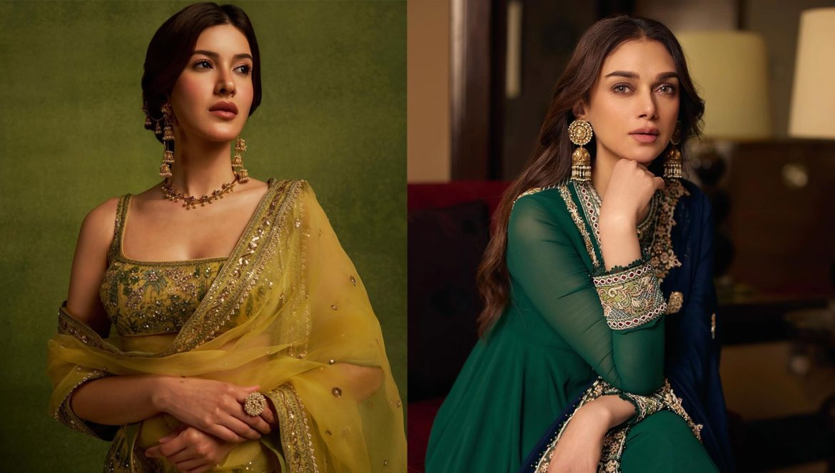 Shanaya Kapoor and Aditi Rao wearing green outfits, perfect for Haryali Teej