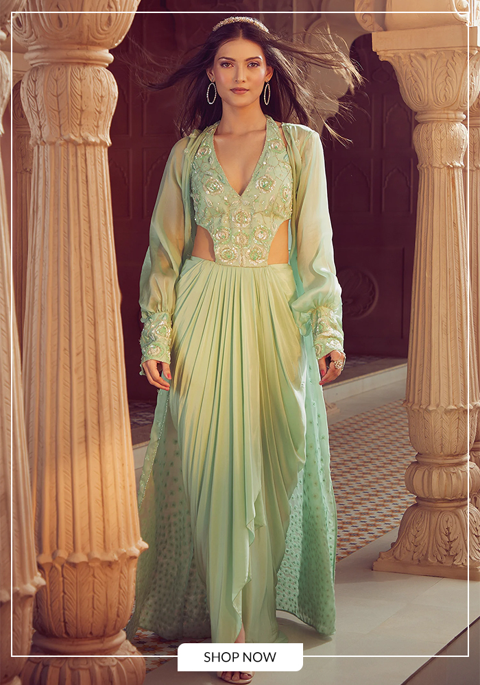 Side cut out gown for mehendi