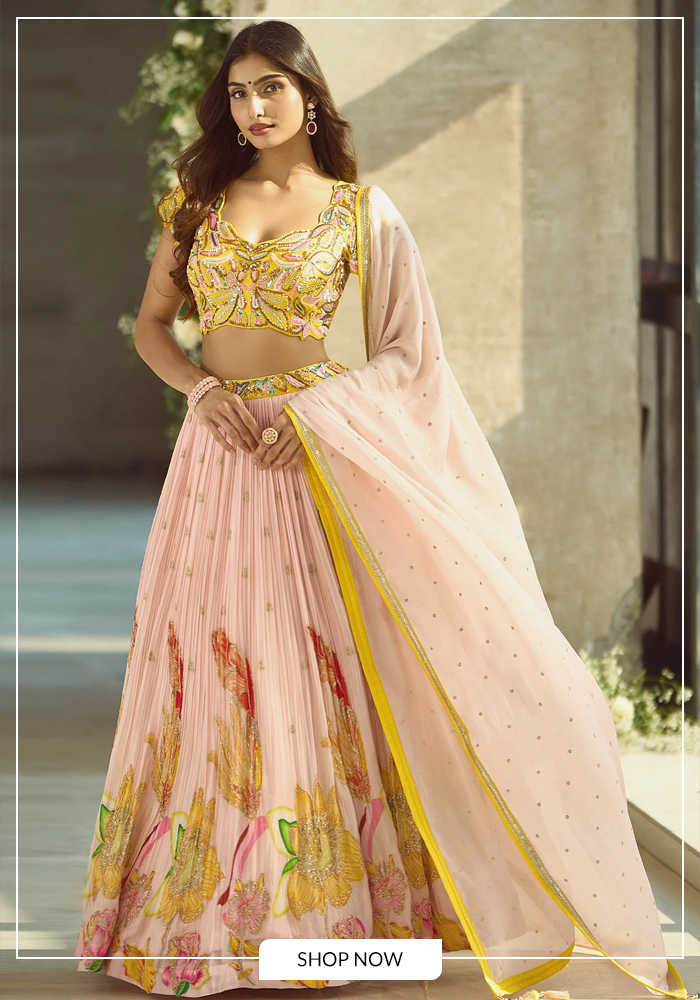 Silk viscose lehenga set for haldi