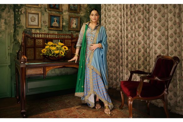 Sonam Kapoor in Punit Balana noor bagh print shirt and lungi set for Anshula Kapoor wedding, ideal for rakhi