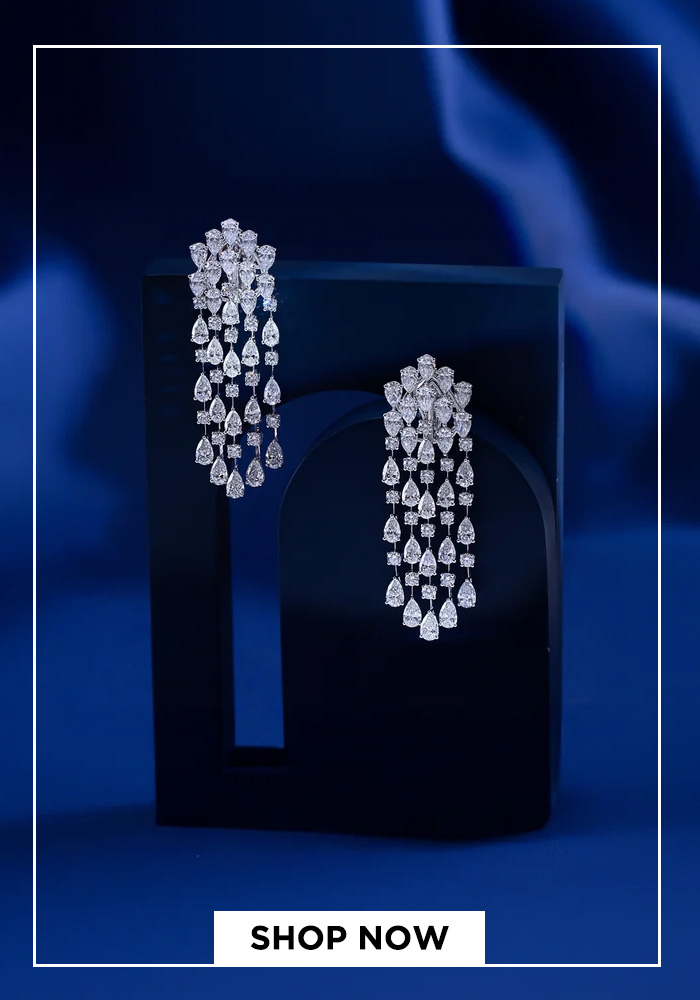 Waterfall pear diamond earring