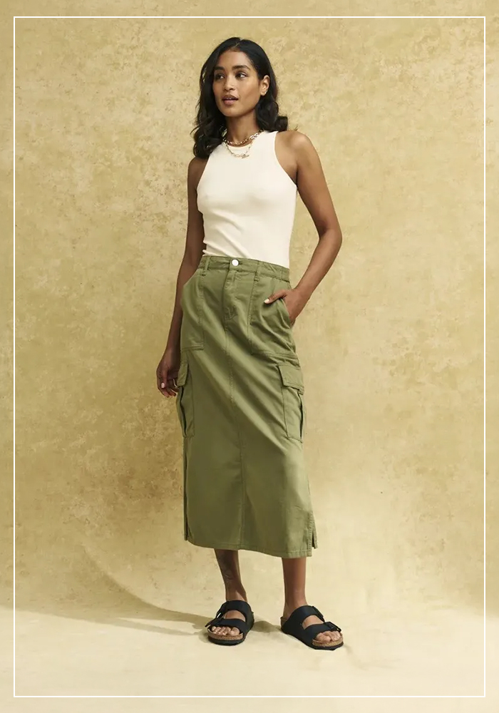 Midi Skirts Are Back and They’re Cooler Than Ever 6 Cargo Midi Skirts