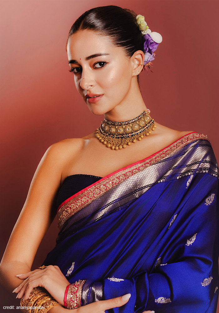 Ananya Panday Revives the Tube Blouse Trend in a Paithani Saree