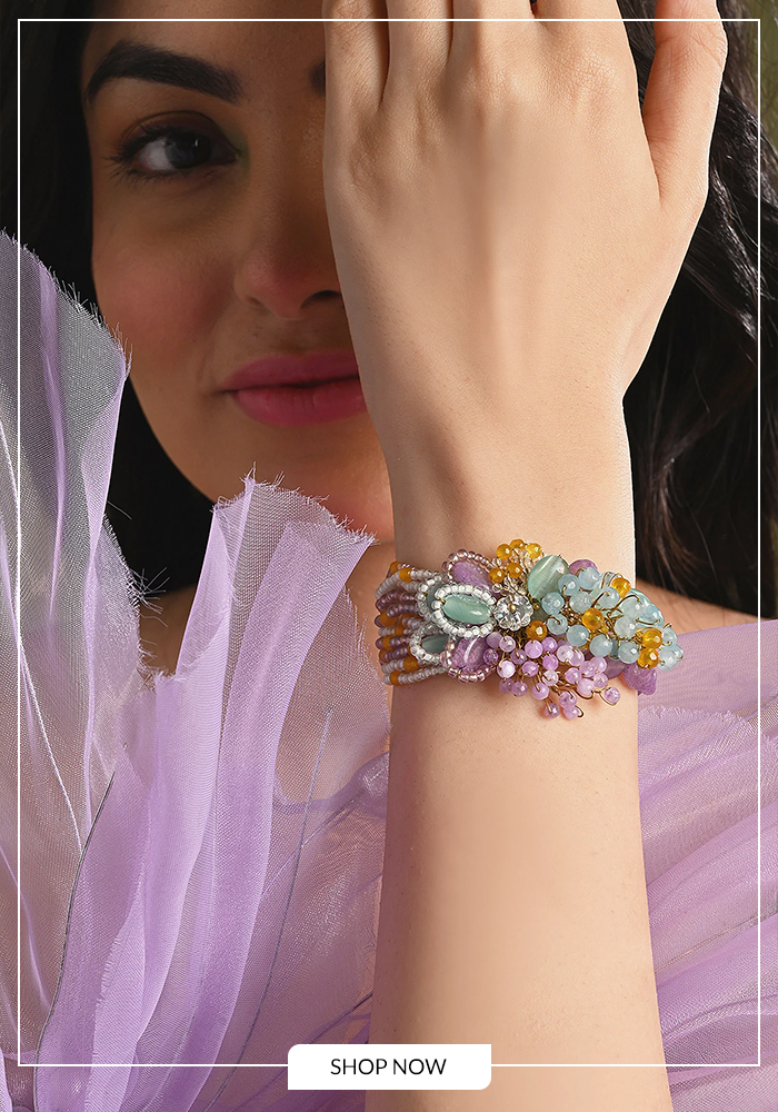 Beaded floral embellished bracelet