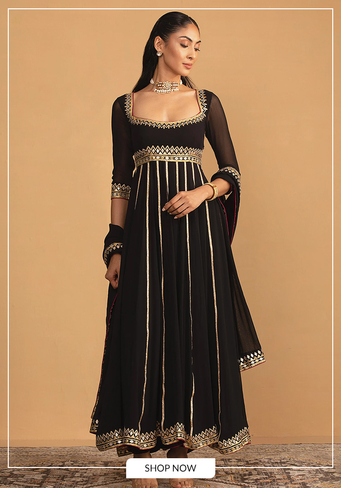 Black and gold anarkali