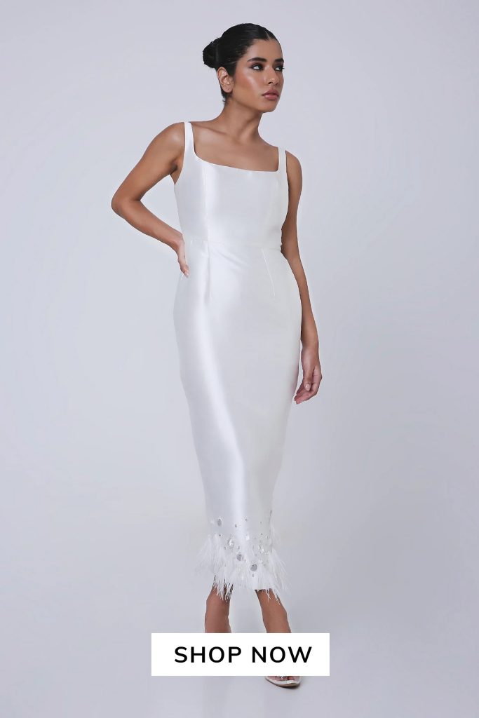 4. The Feather-Trimmed Party Look