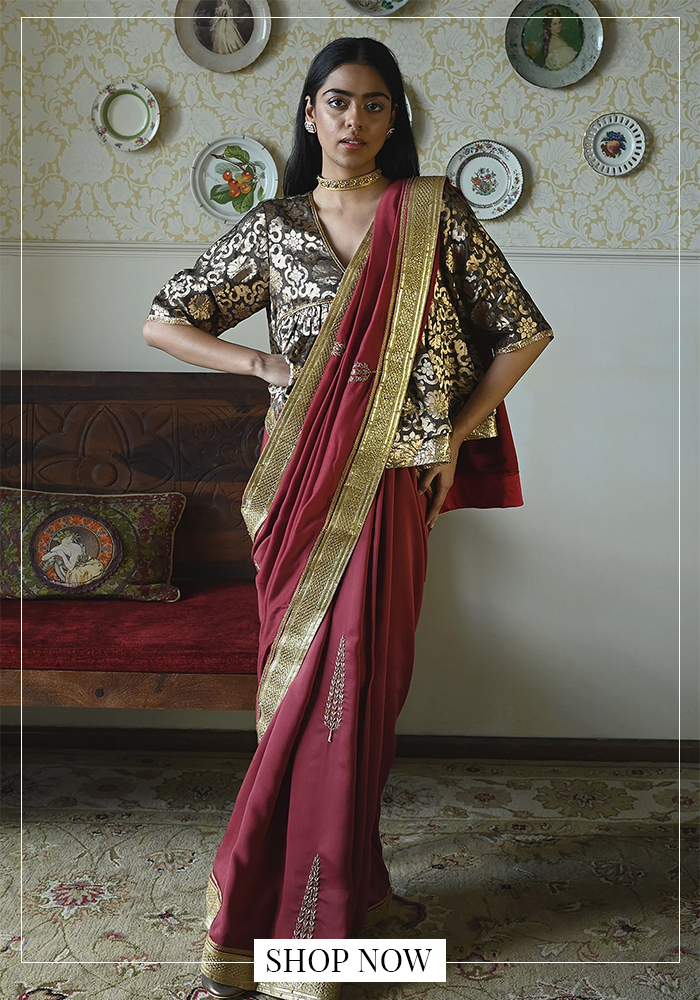 Brocade gathered blouse