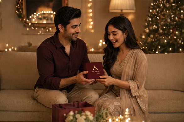 Brother gifting diamond jewellery to his sister
