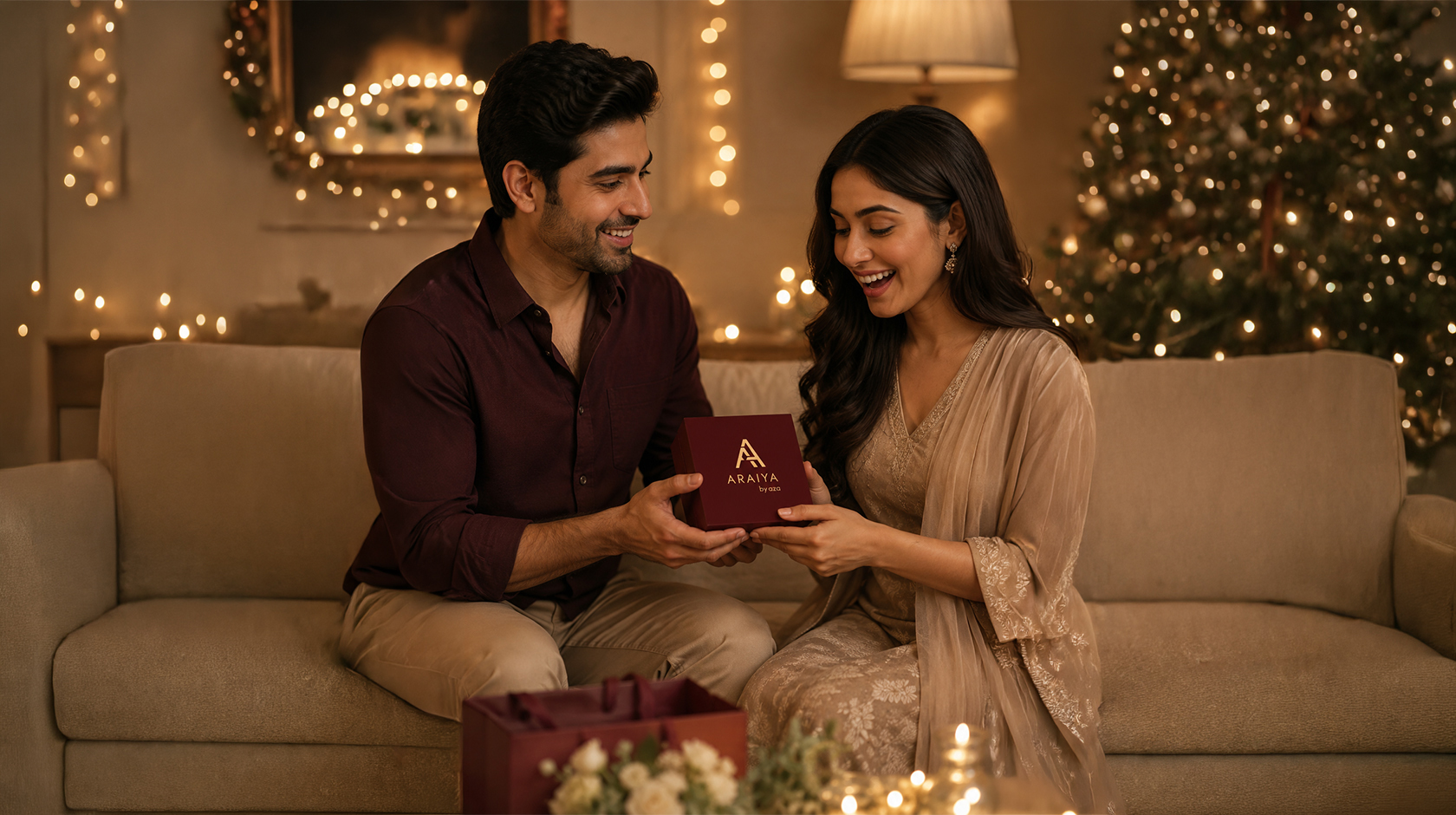 Brother gifting diamond jewellery to his sister