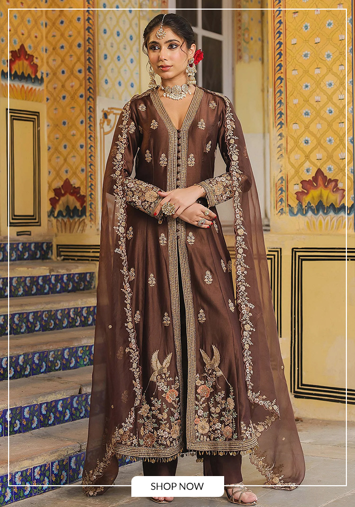 Brown and gold kurta set