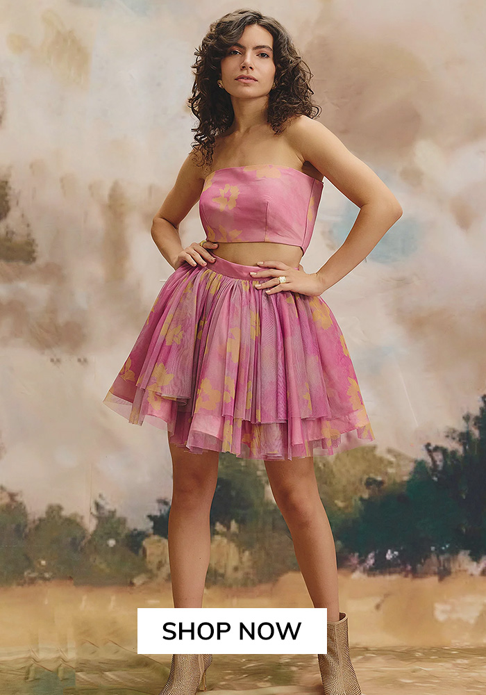 Bubble wrap pleated floral skirt