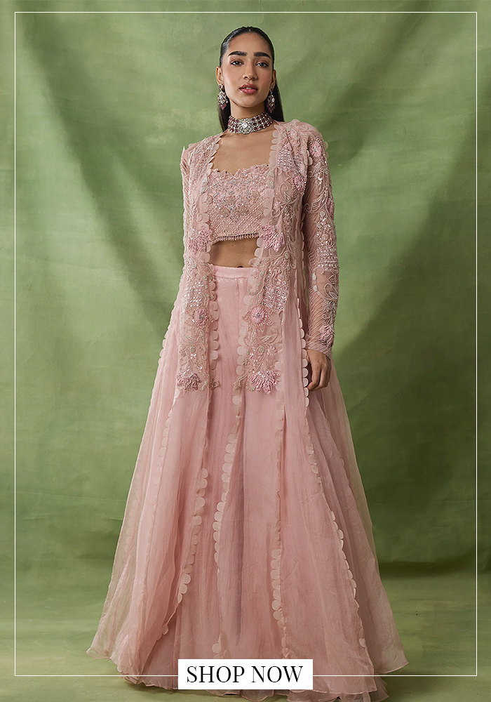 Embroidered cape sharara set